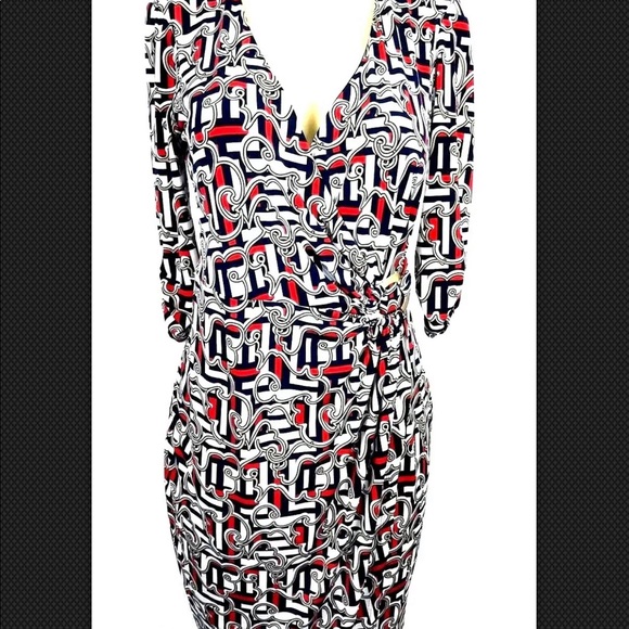 Laundry Shelli Segal Wrap Dress sz S Vneck - Picture 7 of 8